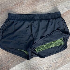 Black and Green Women's Athletic Shorts